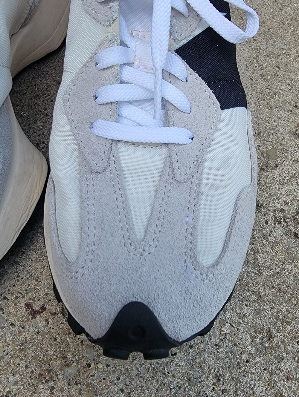 New Balance 327 Retro Cream Gray Black Nylon Suede Sneakers Womens 7 - Picture 7 of 14